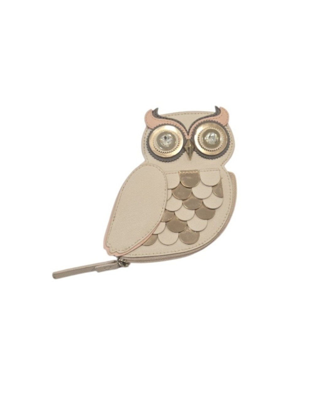 kate spade owl coin purse in cream with gold accents EUC
